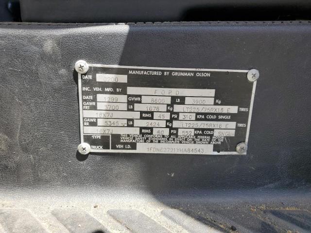 2000 FORD ECONOLINE E250 SUPER DUTY COMMERCIAL CUTAWAY VAN  