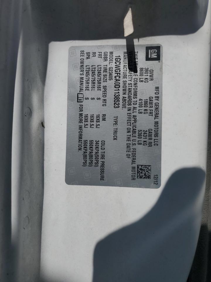 CHEVROLET EXPRESS 2013 VIN 1GCWGFCA0D1138523 zdjęcie 13