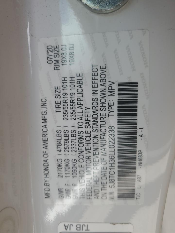 2020 Acura Rdx VIN: 5J8TC1H36LL022338 Lot: 60430825