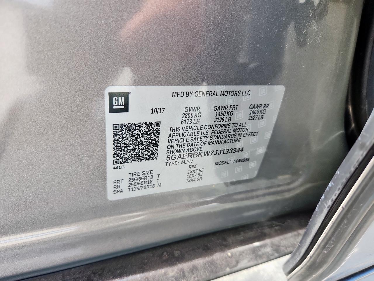 2018 Buick Enclave Essence VIN: 5GAERBKW7JJ133344 Lot: 60990755