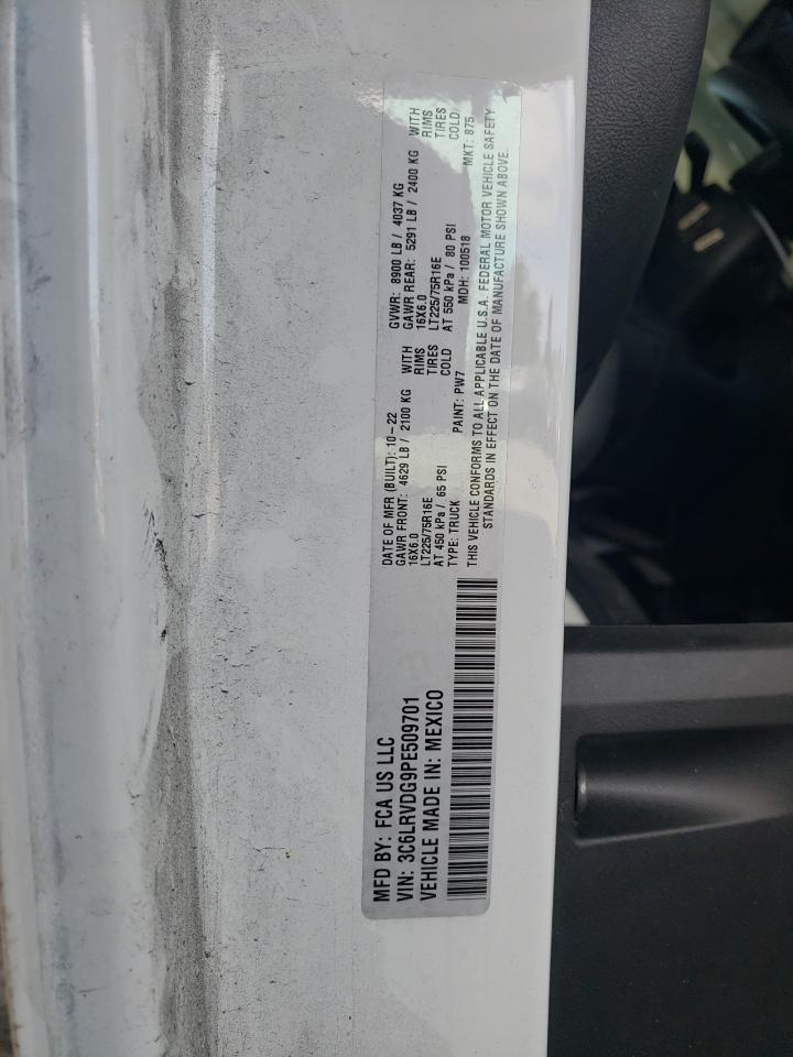 2023 Ram Promaster 2500 2500 High VIN: 3C6LRVDG9PE509701 Lot: 59199115