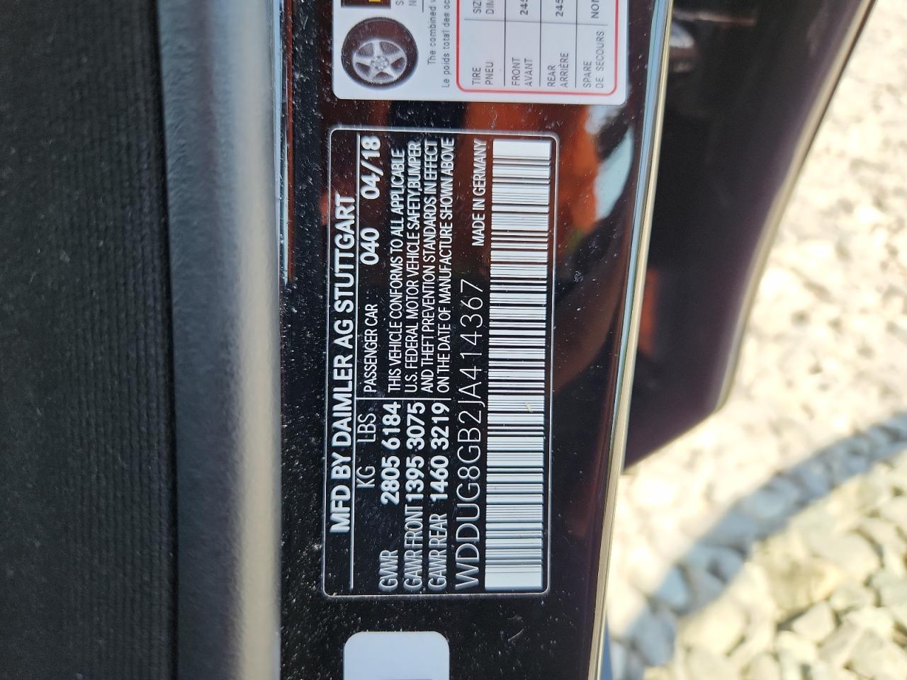 2018 Mercedes-Benz S 560 4Matic VIN: WDDUG8GB2JA414367 Lot: 62065625