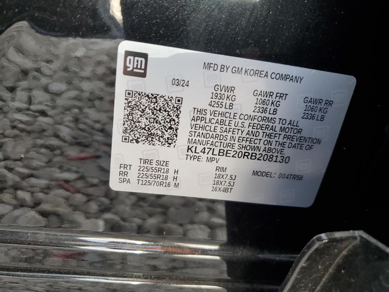 2024 Buick Envista Sport Touring VIN: KL47LBE20RB208130 Lot: 62881115
