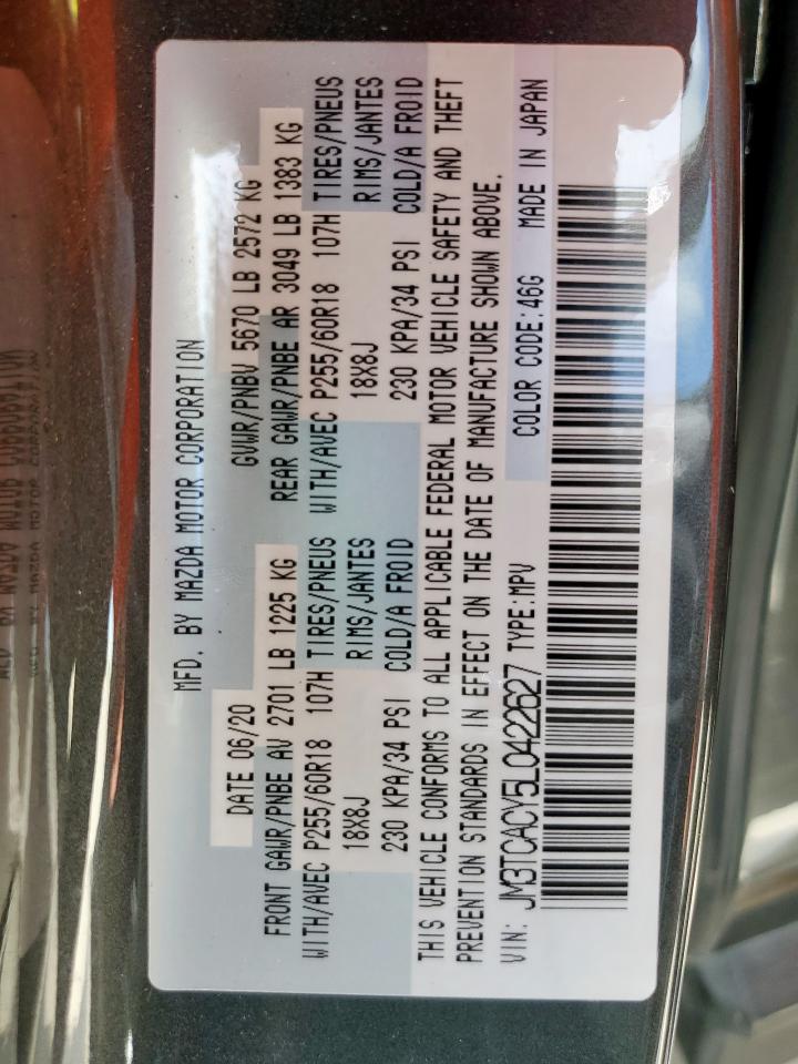 2020 Mazda Cx-9 Touring VIN: JM3TCACY5L0422627 Lot: 61982305