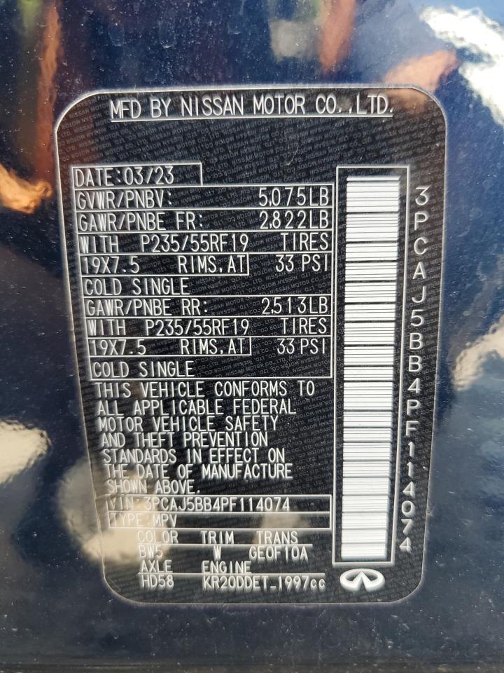 2023 Infiniti Qx50 Luxe VIN: 3PCAJ5BB4PF114074 Lot: 61480735