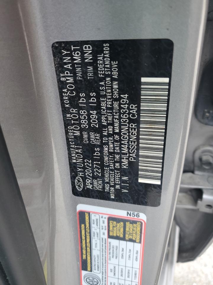 2022 Hyundai Elantra Sel VIN: KMHLM4AG0NU363494 Lot: 62377835