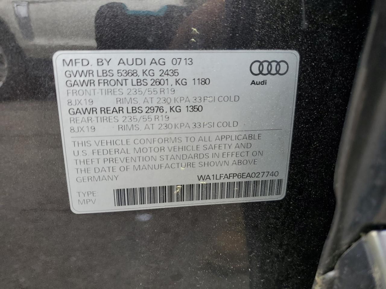 2014 Audi Q5 Premium Plus VIN: WA1LFAFP6EA027740 Lot: 62673445