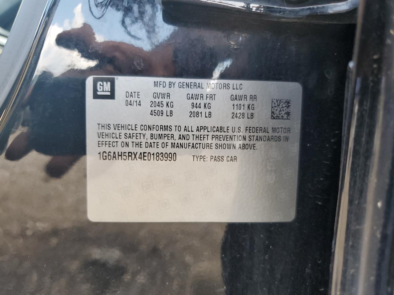 2014 Cadillac Ats Luxury VIN: 1G6AH5RX4E0183990 Lot: 62302565