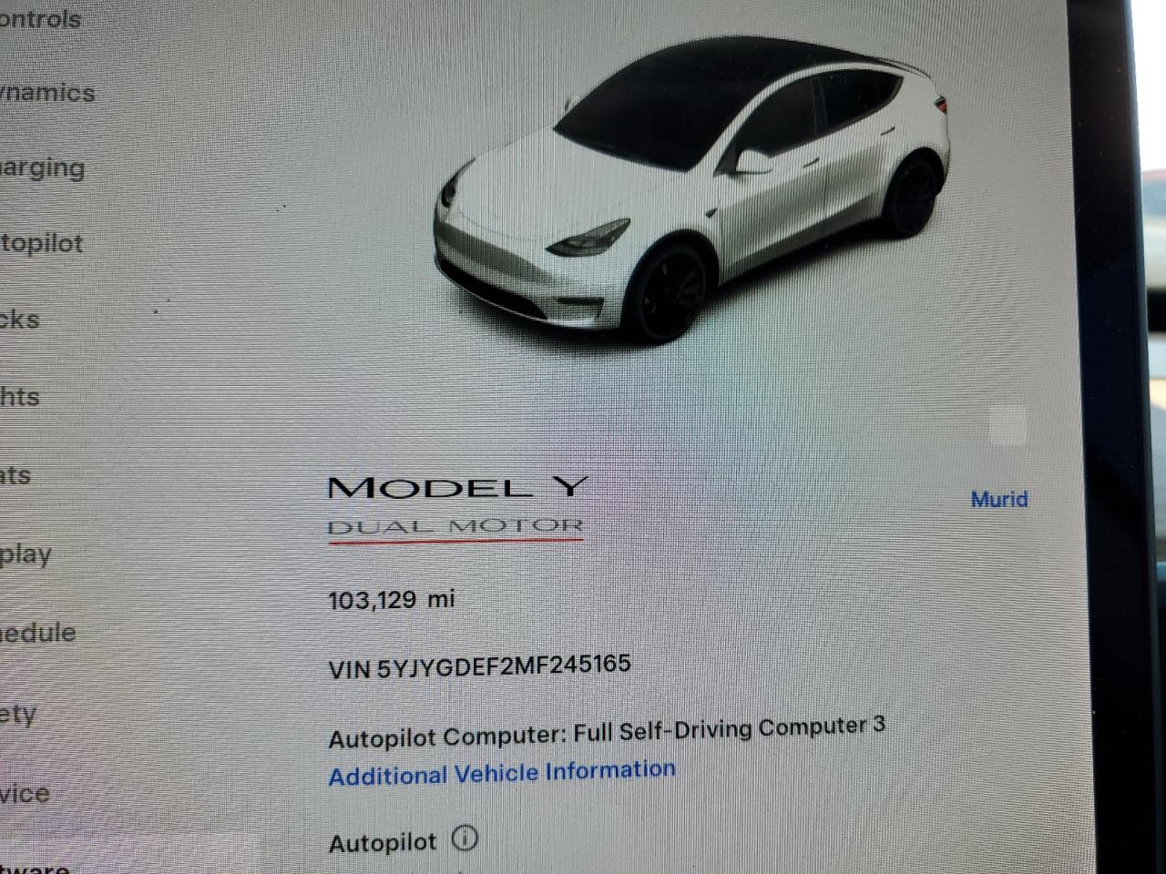 2021 Tesla Model Y VIN: 5YJYGDEF2MF245165 Lot: 61632395