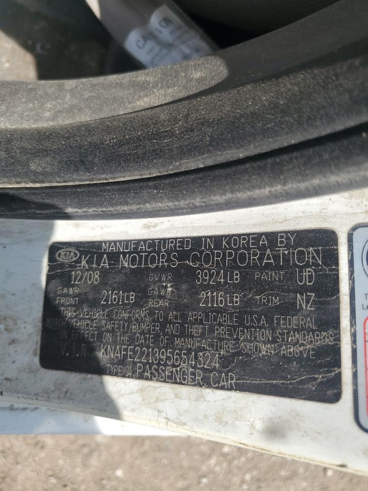 2009 Kia Spectra Ex VIN: KNAFE221395654324 Lot: 61235355