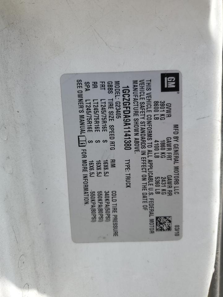 2010 Chevrolet Express G2500 VIN: 1GCZGFDA9A1141380 Lot: 59521225