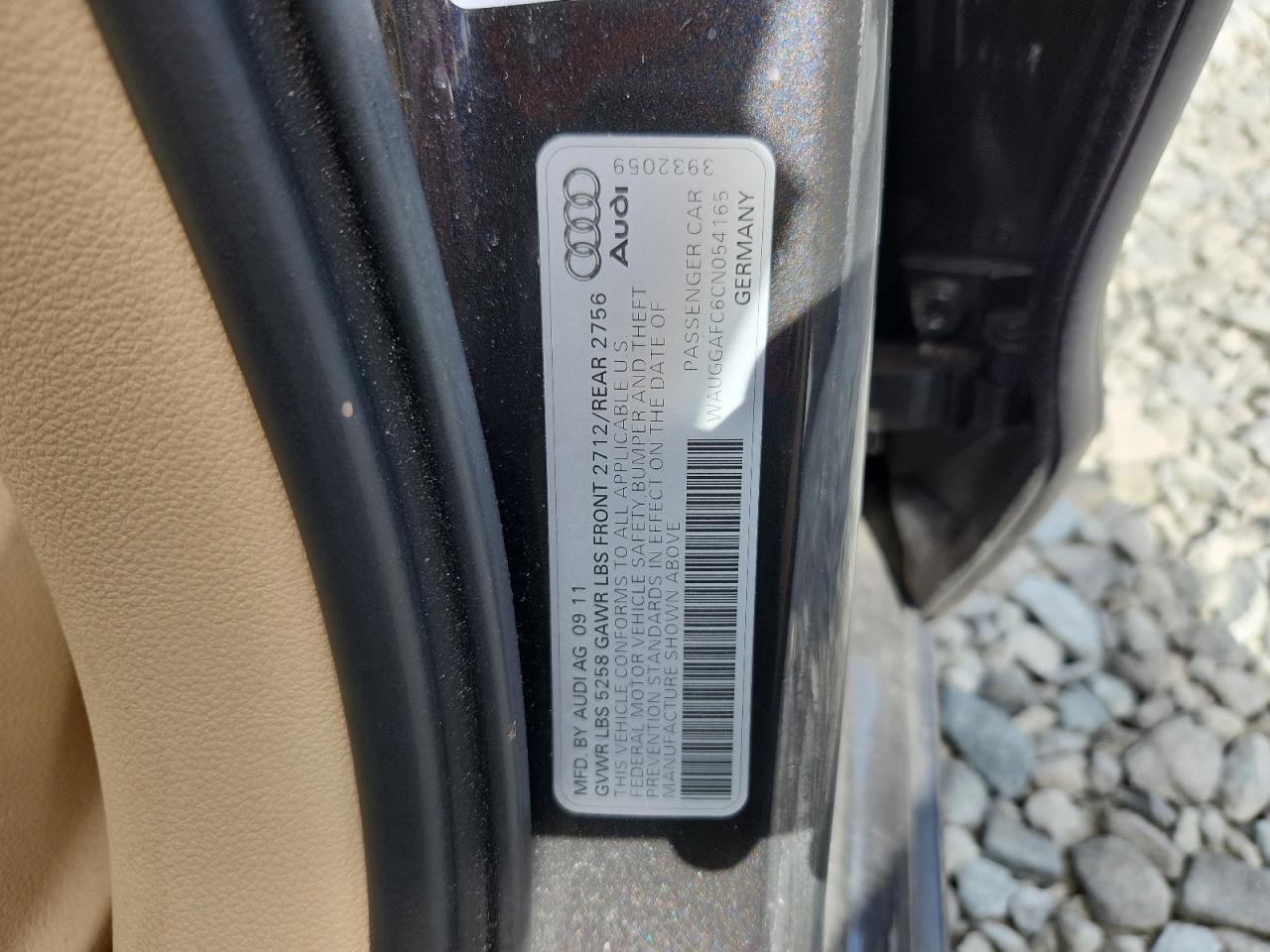 2012 Audi A6 Premium Plus VIN: WAUGGAFC6CN054165 Lot: 62527695