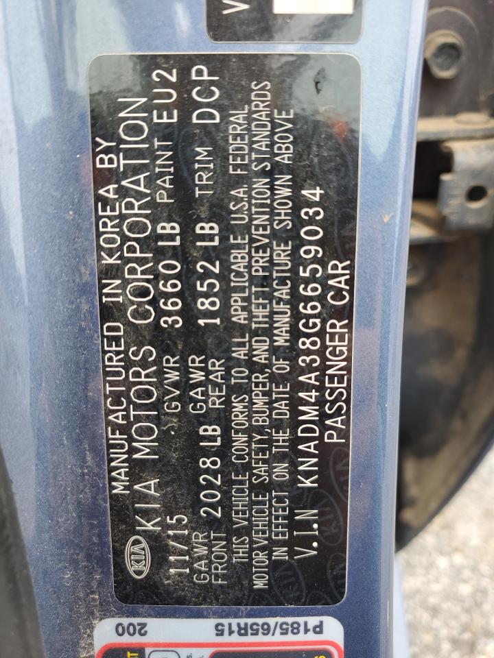 2016 Kia Rio Lx VIN: KNADM4A38G6659034 Lot: 60151905