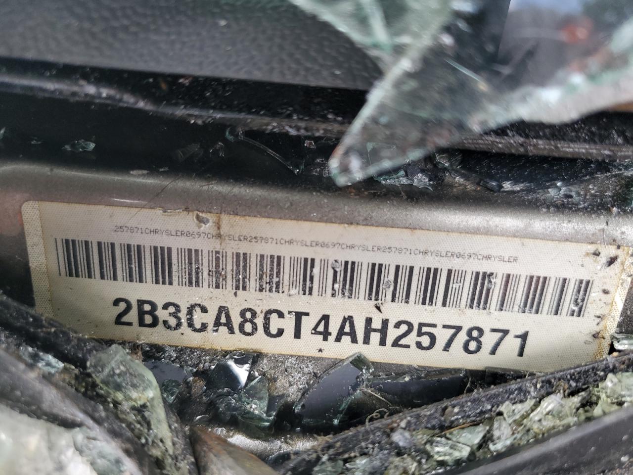 2010 Dodge Charger R/T VIN: 2B3CA8CT4AH257871 Lot: 59227975