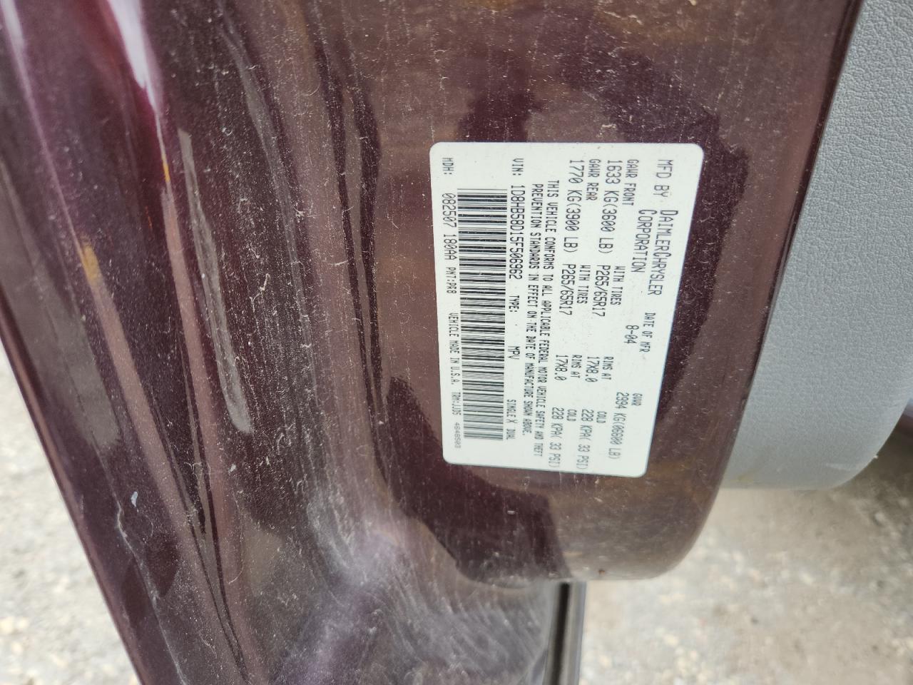 2005 Dodge Durango Limited VIN: 1D8HB58D15F506962 Lot: 62475635