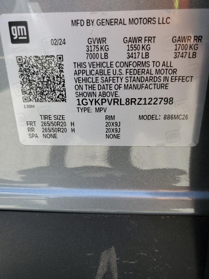 2024 Cadillac Lyriq Sport VIN: 1GYKPVRL8RZ122798 Lot: 62521005