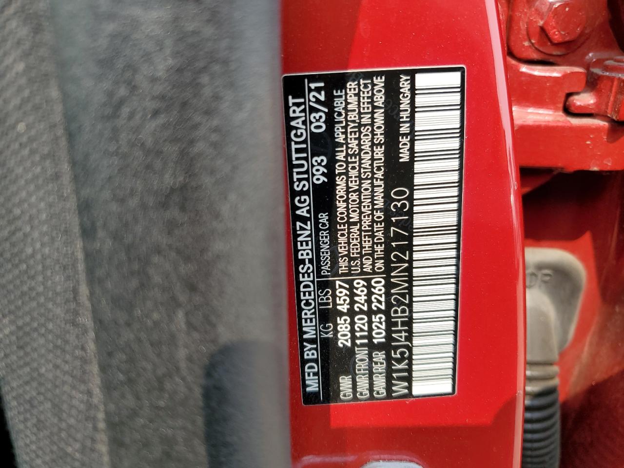 2021 Mercedes-Benz Cla 250 4Matic VIN: W1K5J4HB2MN217130 Lot: 60190375