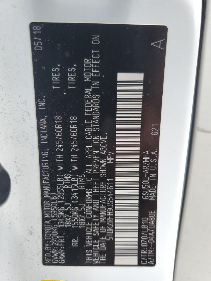 2018 Toyota Highlander Se VIN: 5TDKZRFH9JS544611 Lot: 63119835