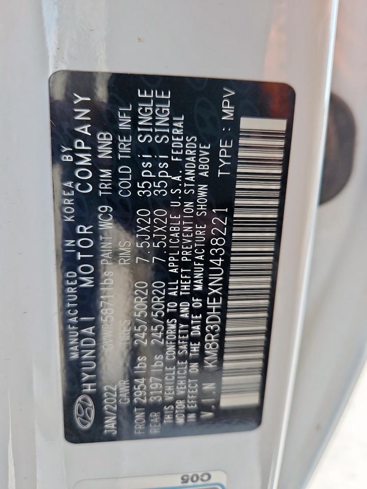2022 Hyundai Palisade Sel VIN: KM8R3DHEXNU438221 Lot: 63006925