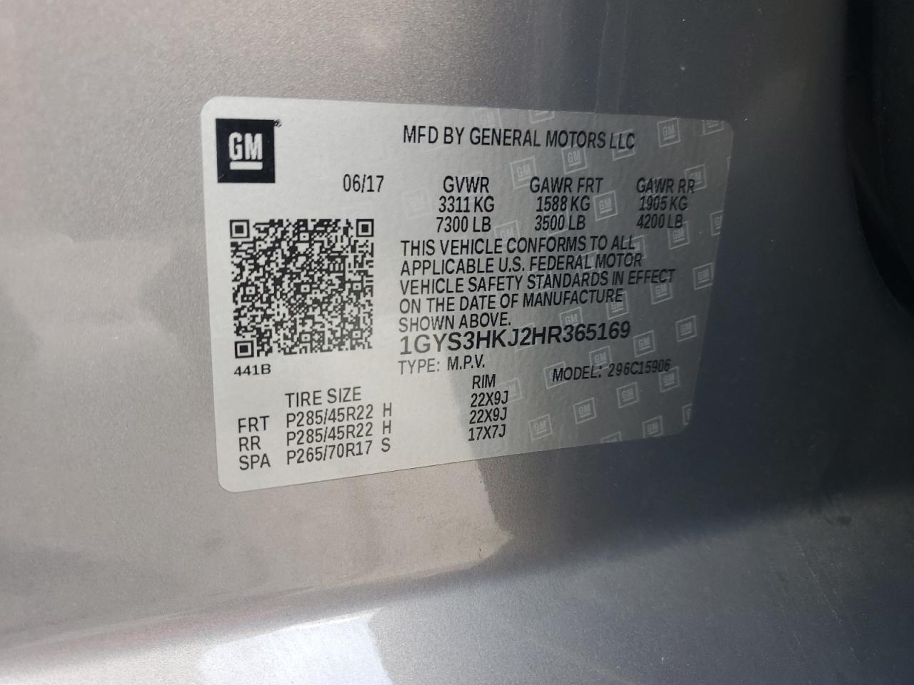 2017 Cadillac Escalade Esv Luxury VIN: 1GYS3HKJ2HR365169 Lot: 59945035