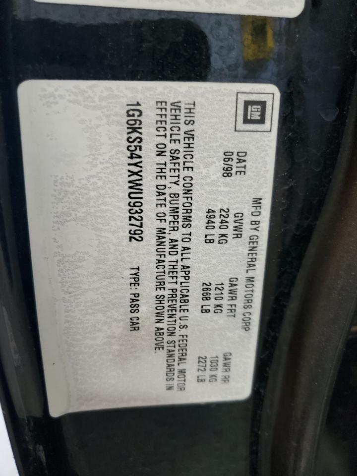 1998 Cadillac Seville Sls VIN: 1G6KS54YXWU932792 Lot: 61619485