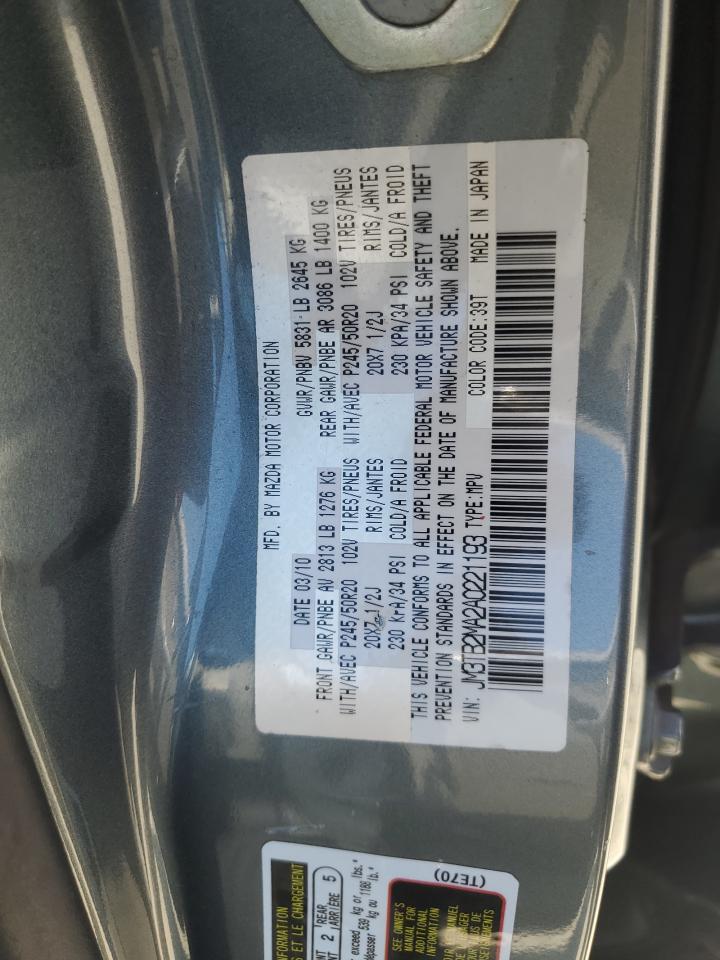 2010 Mazda Cx-9 VIN: JM3TB2MA2A0221193 Lot: 62202795