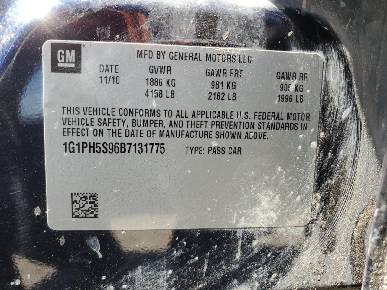 CHEVROLET CRUZE 2011 VIN 1G1PH5S96B7131775 фото 13