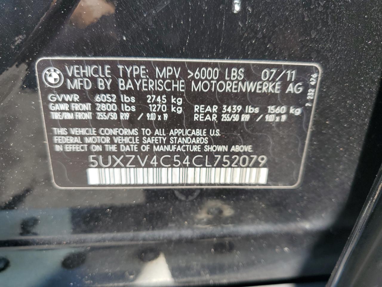 2012 BMW X5 xDrive35I VIN: 5UXZV4C54CL752079 Lot: 62147515