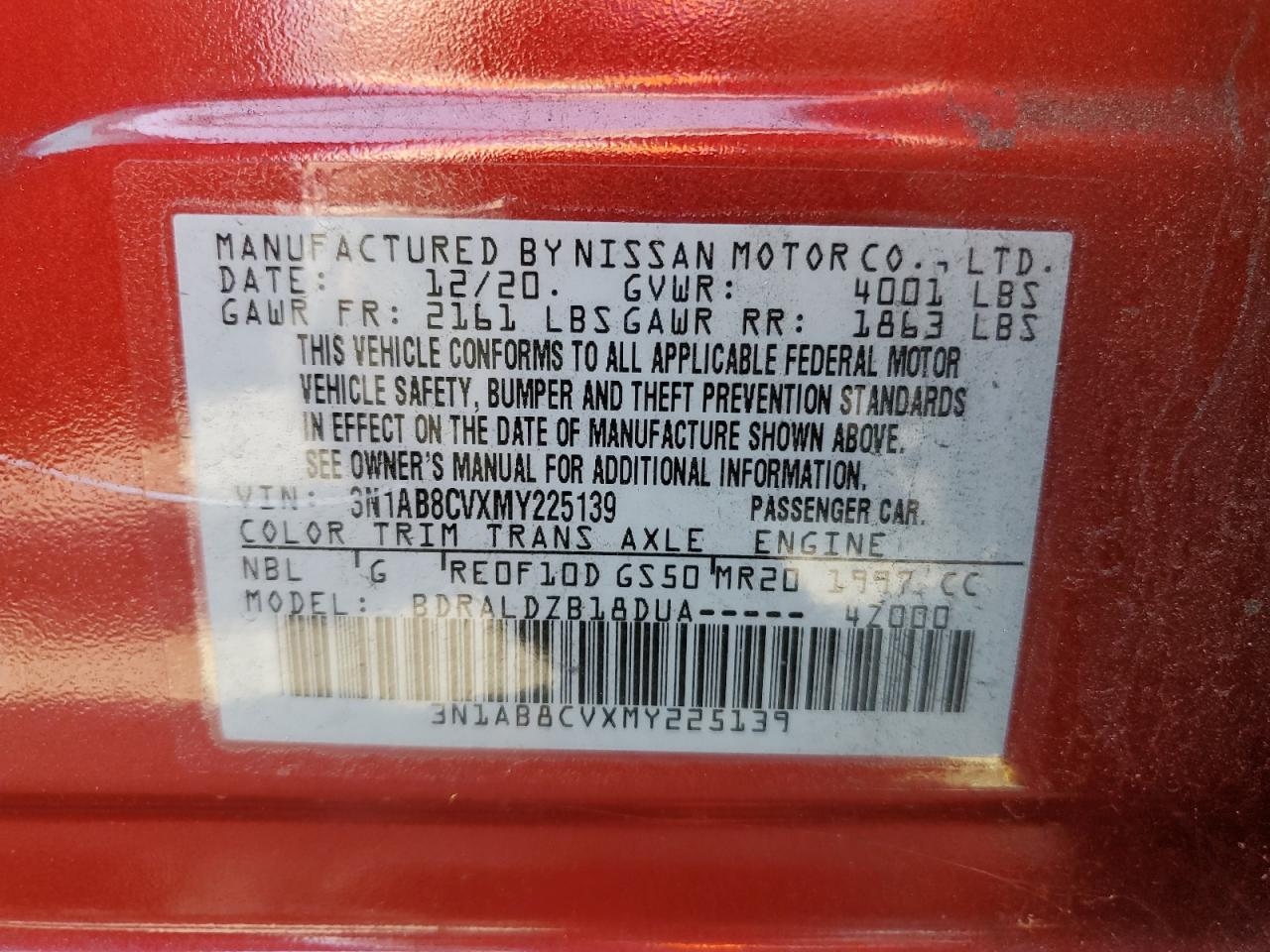 2021 Nissan Sentra Sv VIN: 3N1AB8CVXMY225139 Lot: 62715775