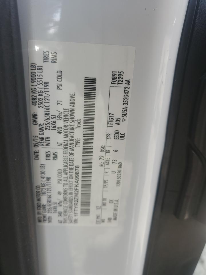 2015 Ford Transit T-250 VIN: 1FTYR2ZM2FKA99878 Lot: 59985865