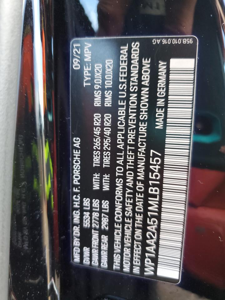 2021 Porsche Macan VIN: WP1AA2A51MLB15457 Lot: 59837505