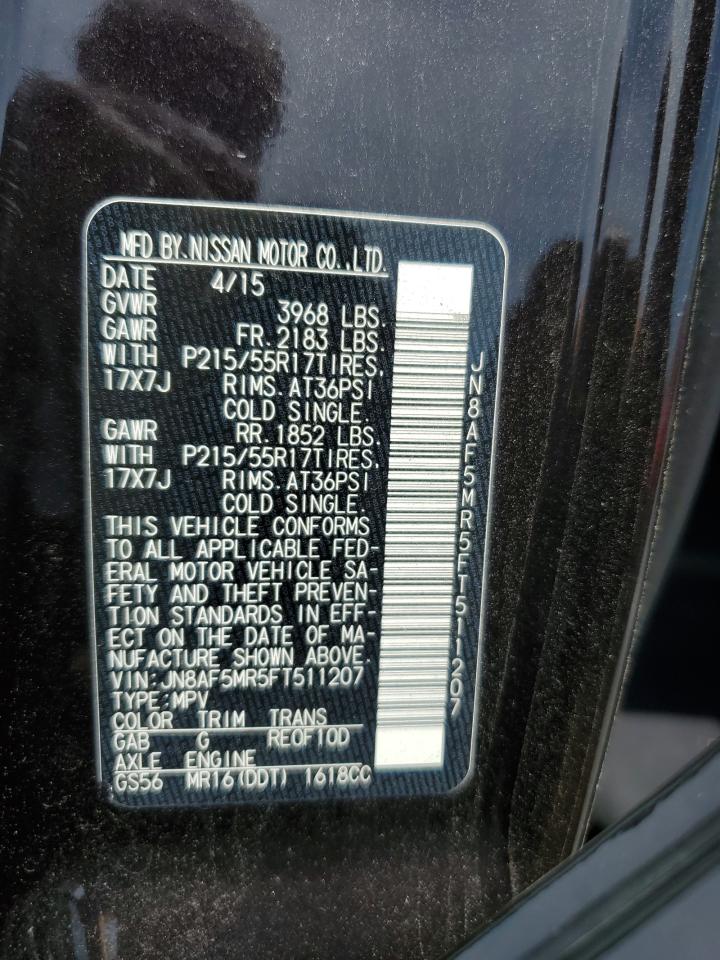 2015 Nissan Juke S VIN: JN8AF5MR5FT511207 Lot: 62380355
