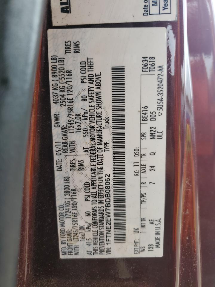 2011 Ford Econoline E250 Van VIN: 1FTNE2EW7BDB08062 Lot: 60983355