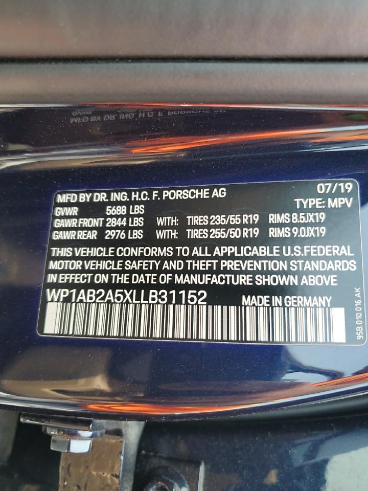 2020 Porsche Macan S VIN: WP1AB2A5XLLB31152 Lot: 58480085