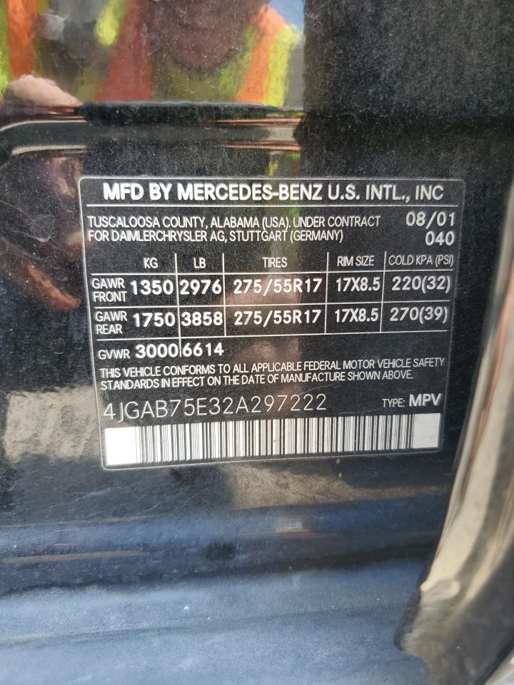 2002 Mercedes-Benz Ml 500 VIN: 4JGAB75E32A297222 Lot: 62659155