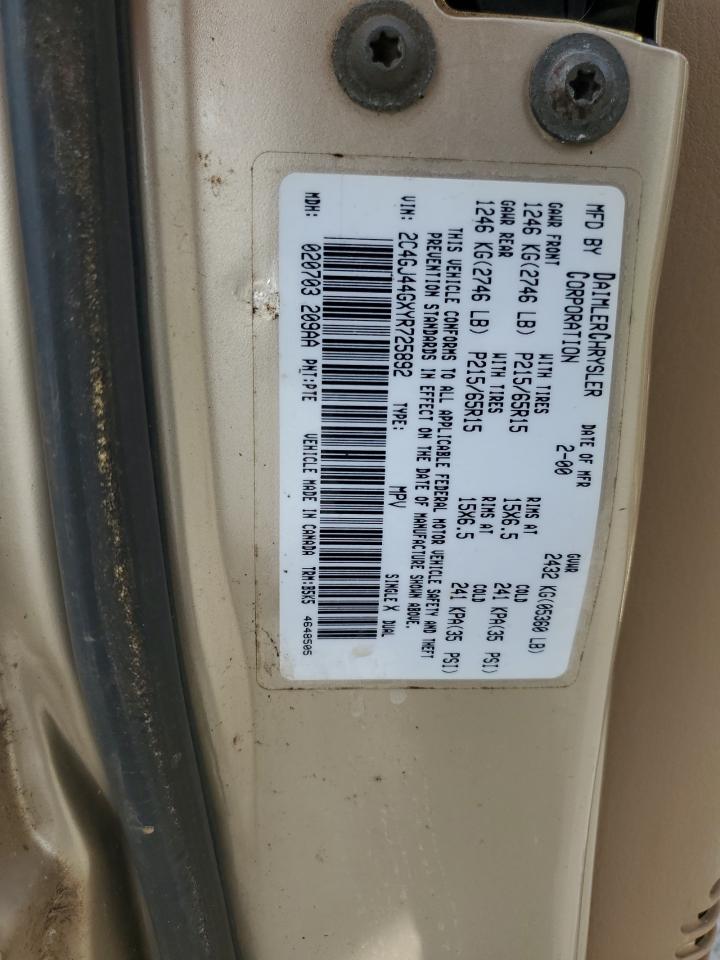 2000 Chrysler Grand Voyager Se VIN: 2C4GJ44GXYR725892 Lot: 60443415