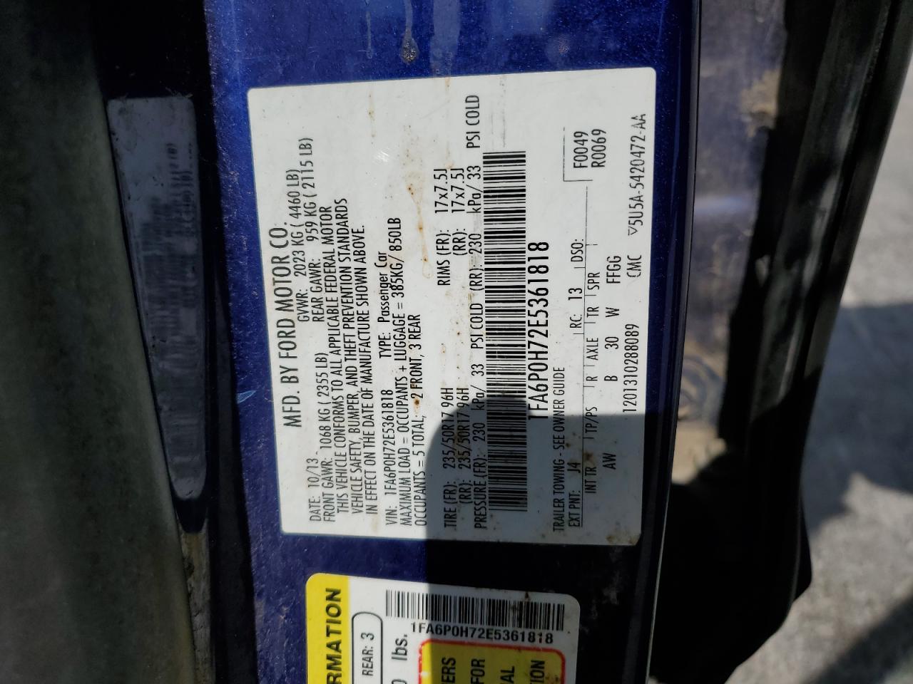 FORD FUSION 2014 VIN 1FA6P0H72E5361818 фото 12