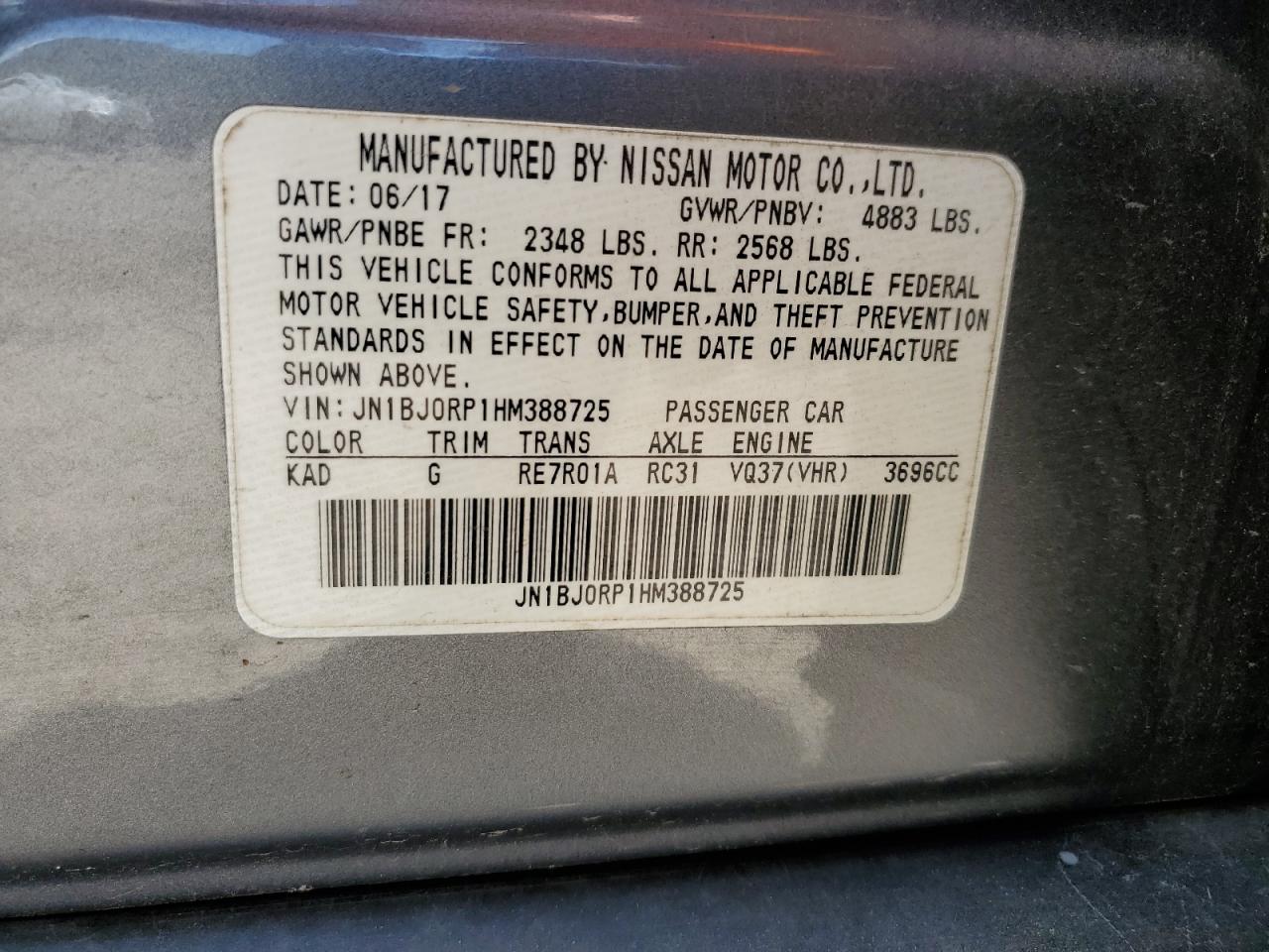 2017 Infiniti Qx50 VIN: JN1BJ0RP1HM388725 Lot: 61253355