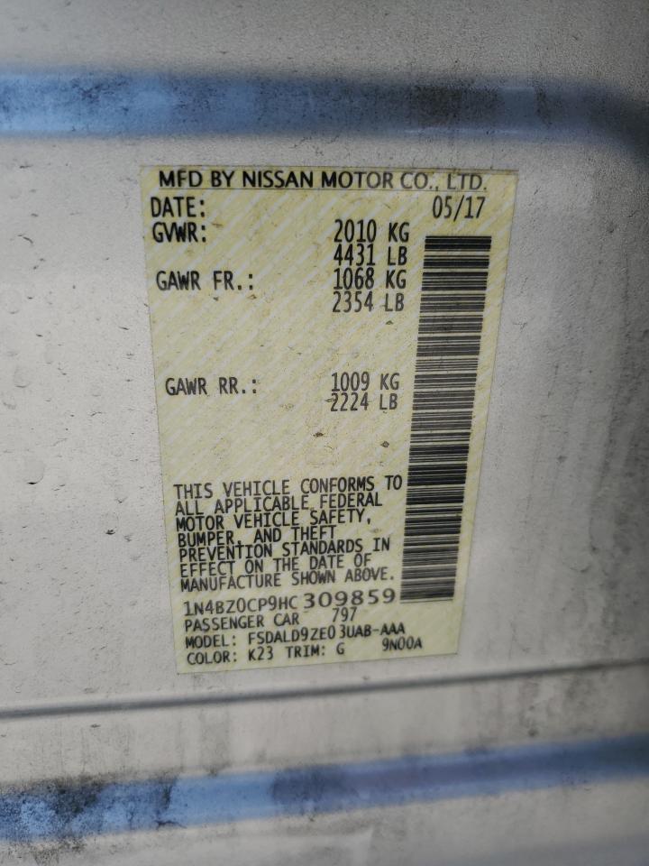 2017 Nissan Leaf S VIN: 1N4BZ0CP9HC309859 Lot: 59720875