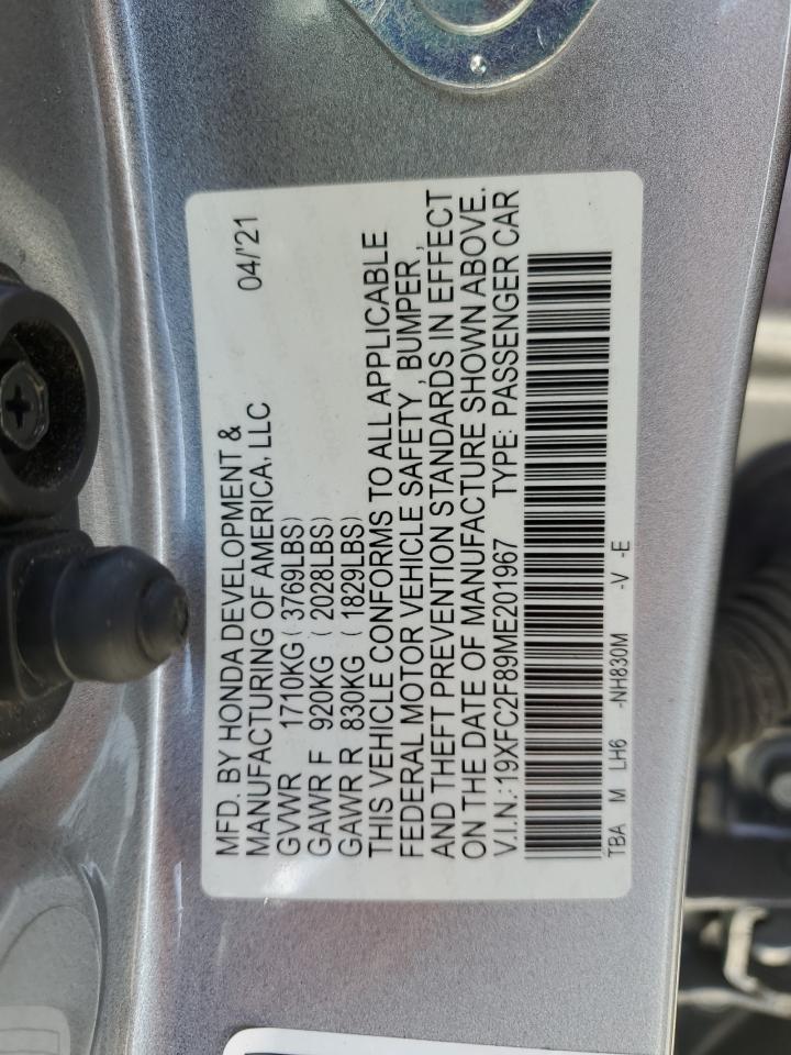 2021 Honda Civic Sport VIN: 19XFC2F89ME201967 Lot: 62727755