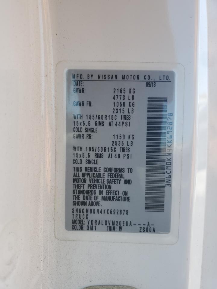 2019 Nissan Nv200 2.5S VIN: 3N6CM0KN4KK692878 Lot: 57015275