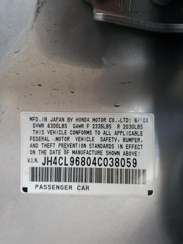 2004 Acura Tsx VIN: JH4CL96804C038059 Lot: 62154325