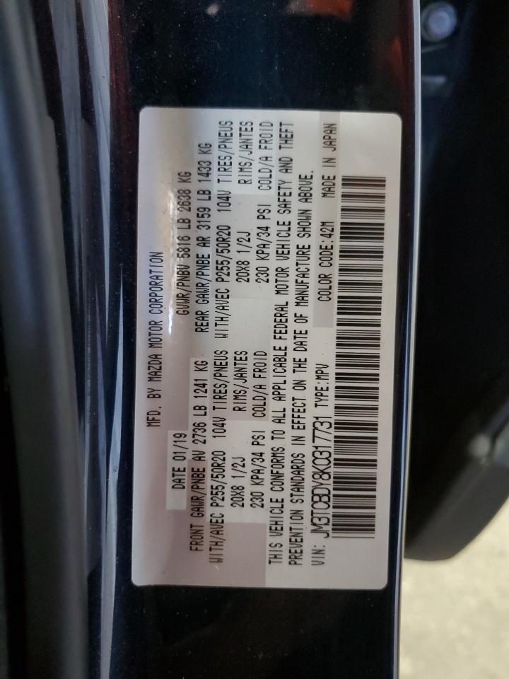 2019 Mazda Cx-9 Grand Touring VIN: JM3TCBDY8K0317731 Lot: 62610545