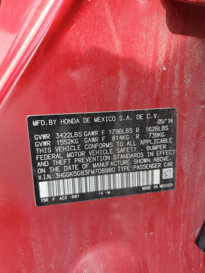 2015 Honda Fit Ex VIN: 3HGGK5G83FM708980 Lot: 59752415