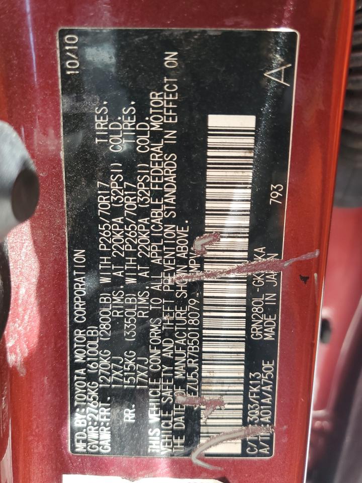 2011 Toyota 4Runner Sr5 VIN: JTEZU5JR7B3018079 Lot: 61023525