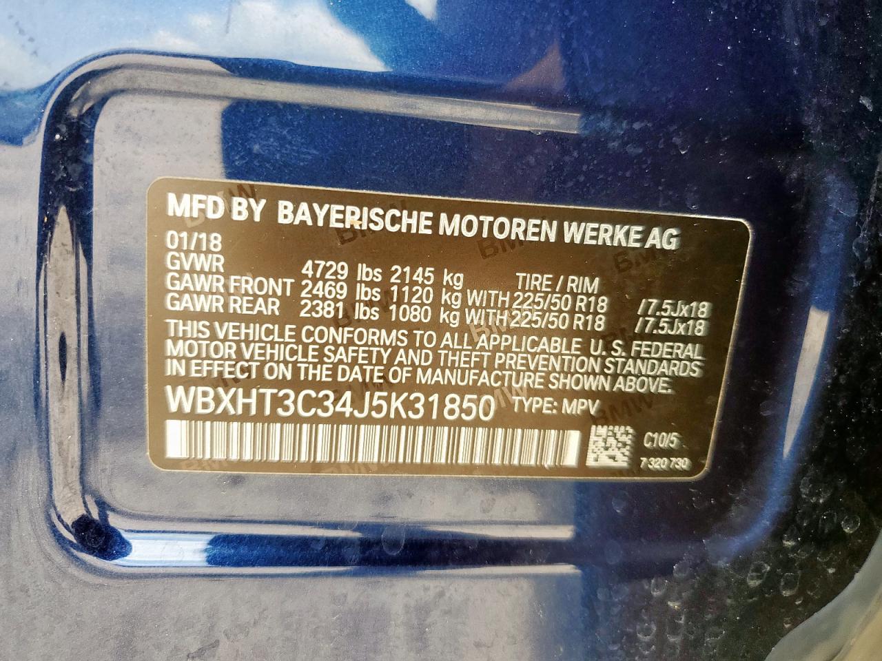 WBXHT3C34J5K31850 2018 BMW X1 xDrive28I