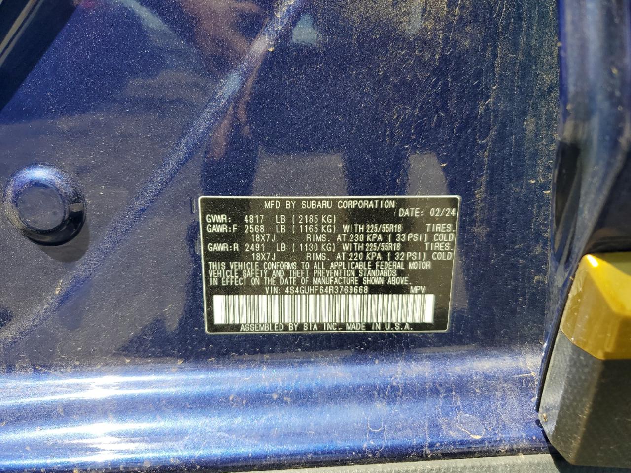 2024 Subaru Crosstrek Sport VIN: 4S4GUHF64R3769668 Lot: 61152365