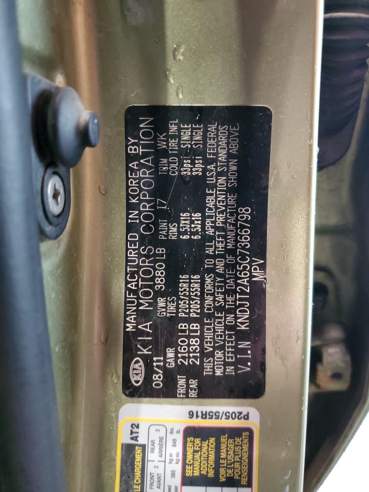2012 Kia Soul + VIN: KNDJT2A65C7366798 Lot: 61181095