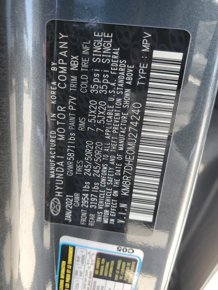 2021 Hyundai Palisade Calligraphy VIN: KM8R7DHE0MU274240 Lot: 58824235