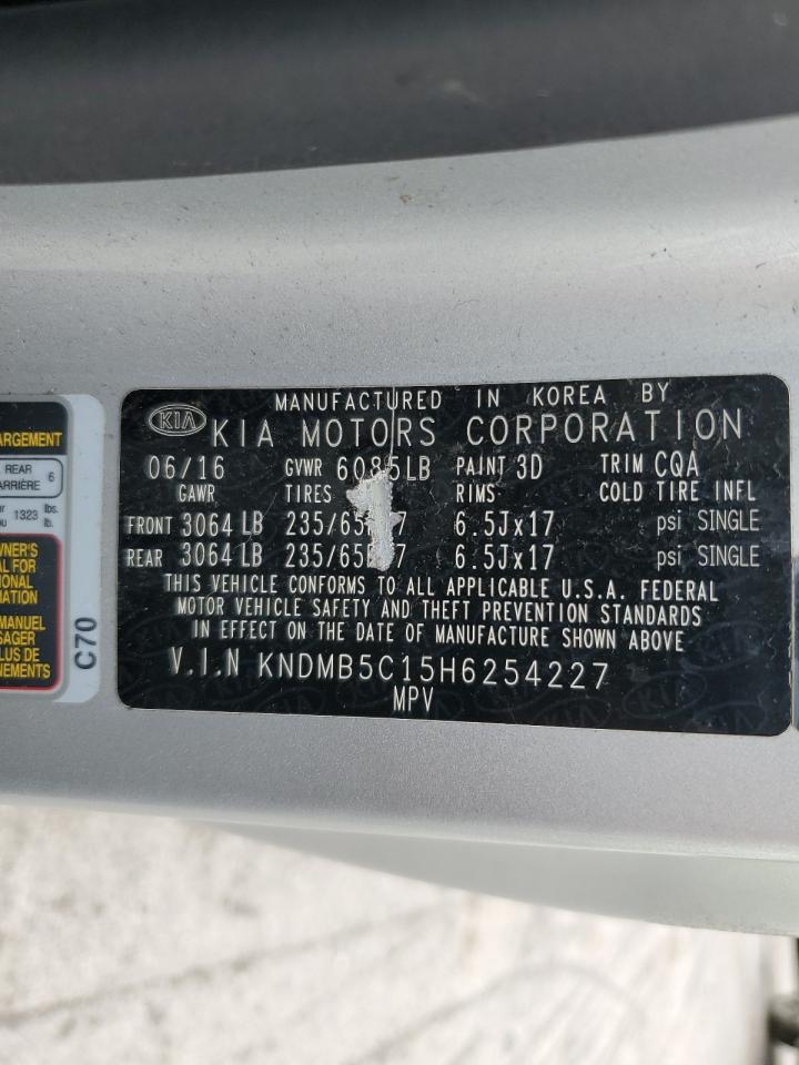 2017 Kia Sedona Lx VIN: KNDMB5C15H6254227 Lot: 61075405